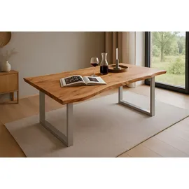 Sam Esstisch Baumkante massiv Akazie natur 160 x 85 silber QUINN