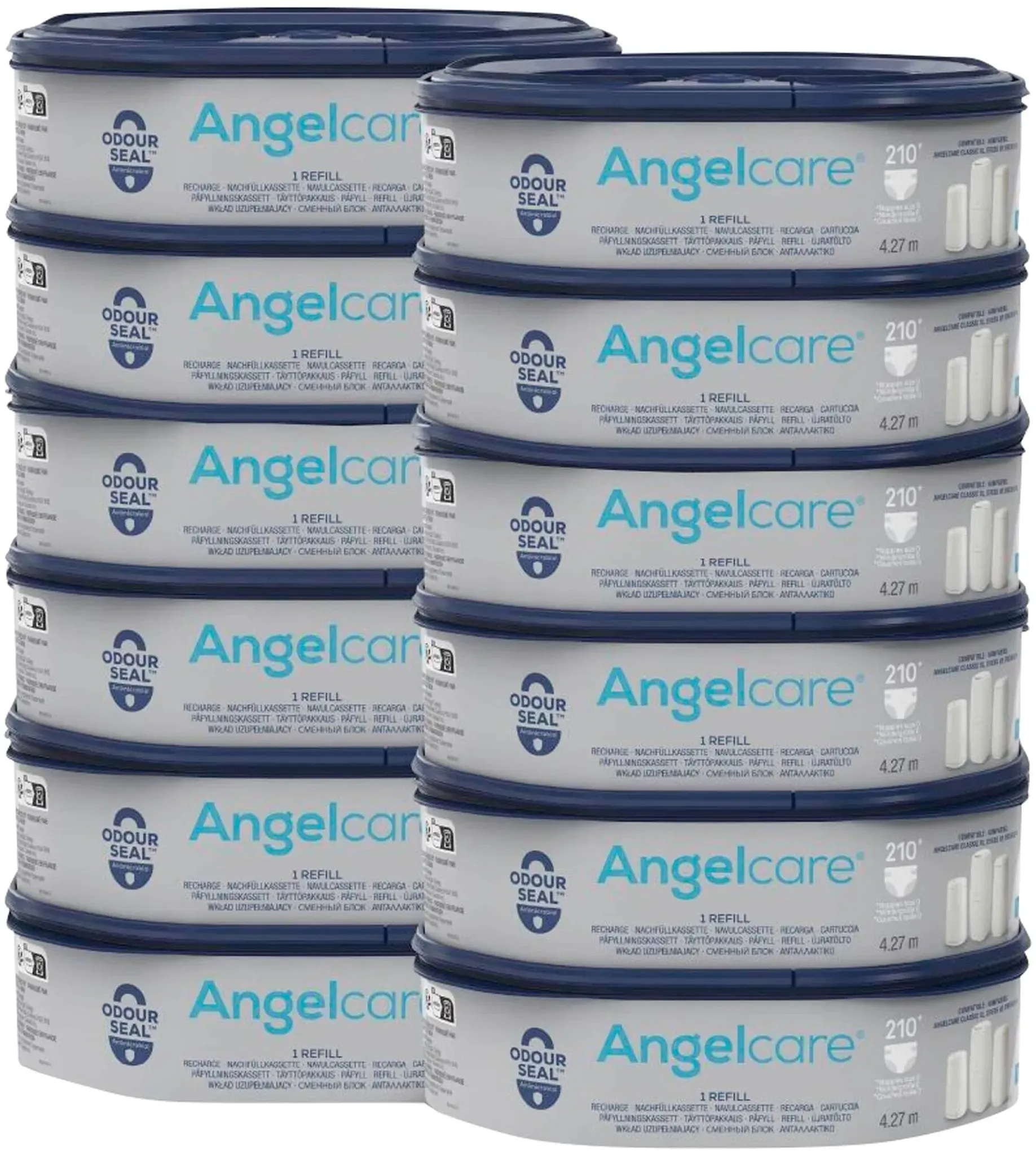 Angelcare Nachfüllkassetten für Windeleimer Dress-Up, Dress-Up XL und Classic, grau