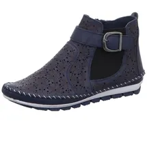 Gemini Damen Stiefelette Leder Cutouts floral Muster 382019-19, Größe:38 EU, Farbe:Blau - Blau - 38