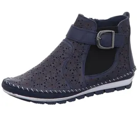 Gemini Damen Stiefelette Leder Cutouts floral Muster 382019-19, Größe:38 EU, Farbe:Blau - Blau - 38