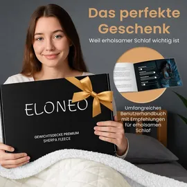 eloneo Sherpa Fleece Gewichtsdecke 135x200cm 11kg, Oeko-Tex Zertifiziert, Entspannungsdecke & Anti-Stress Therapiedecke, schwere Decke zum Schlafen, weiß