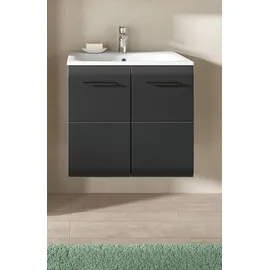 WELLTIME Waschbeckenunterschrank WELLTIME, nox oak nb, schwarz matt, B:60cm H:53cm T:46cm, Holzwerkstoff, MDF, Schränke, Waschbeckenunterschrank, Florenz, Waschtisch inkl. Waschbecken, Nox Oak NB, 60 cm breit