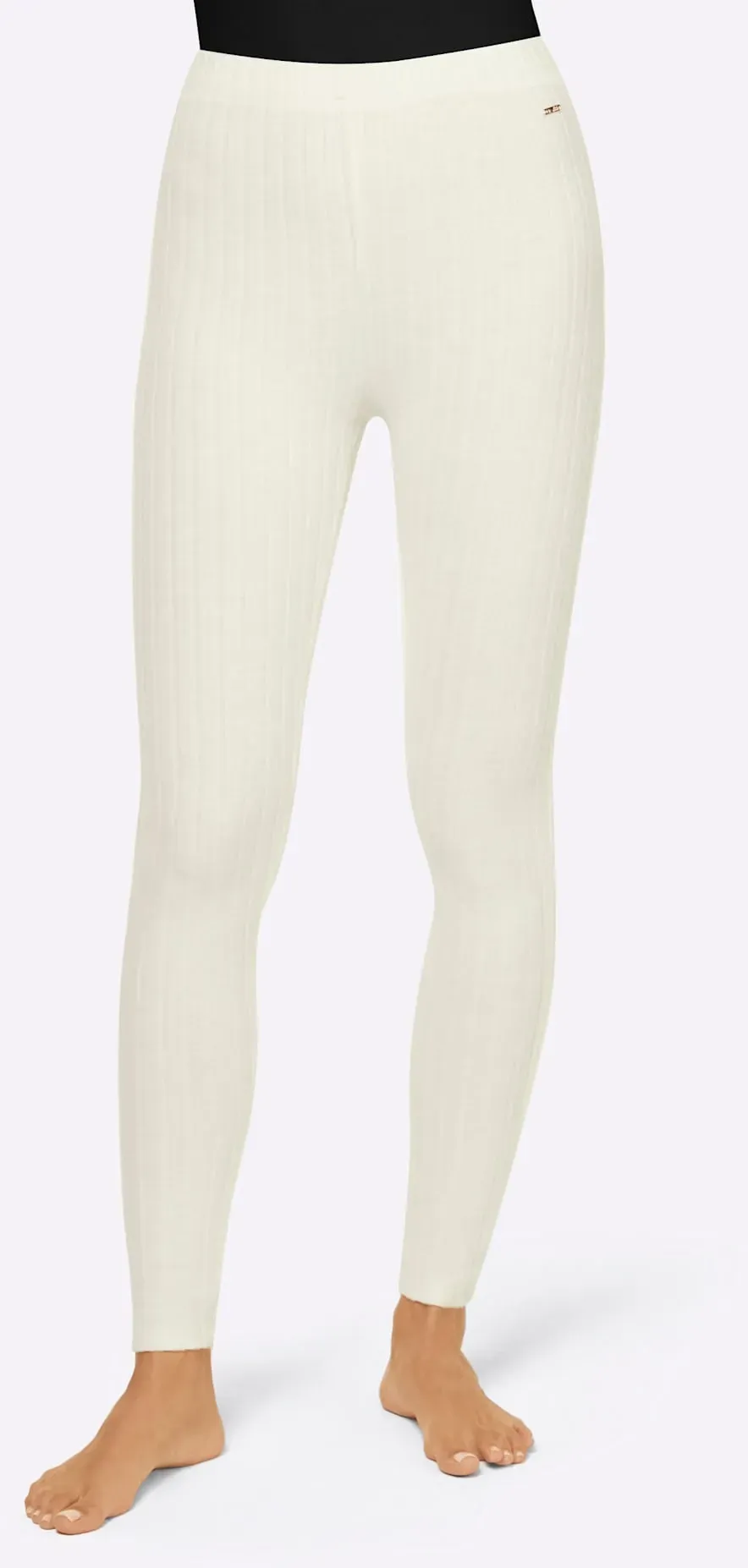 Leggings FEEL GOOD, Damen, Gr. 52/54, Normalgrößen, beige (ecru), 64% Polyester, 32% Viskose, 4% Elasthan, unifarben, Hosen Leggings