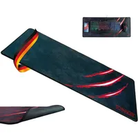 Schwaiger GM700 Gaming Mauspad Mausunterlage Mousepad Schreibtischunterlage Computer-Zubehör XXL 750x300mm rutschfest genähte Kanten schwarz-rot
