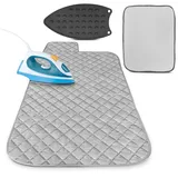 Lagarto Bügelunterlage aus Silikon, Flache Oberfläche, Reise-Bügelbrett, rutschfeste Bügelmatte mit hitzebeständiger Silikon-Bügelauflage, leicht zusammenklappbar, Grau, 84 x 45 cm, flaches Bügelbrett