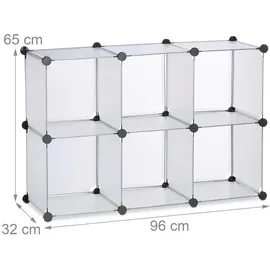 Relaxdays Regalsystem 6 Fächer 96 x 32 x 65 cm Transparent