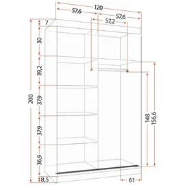 fabryka mebli idźczak Schwebetürenschrank Neomi 04 - Weiß/Weiß, 120cm, moderner Kleiderschrank - Weiß