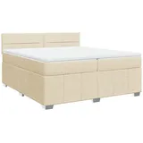 vidaXL Boxspringbett mit Matratze Creme 200x200 cm Stoff