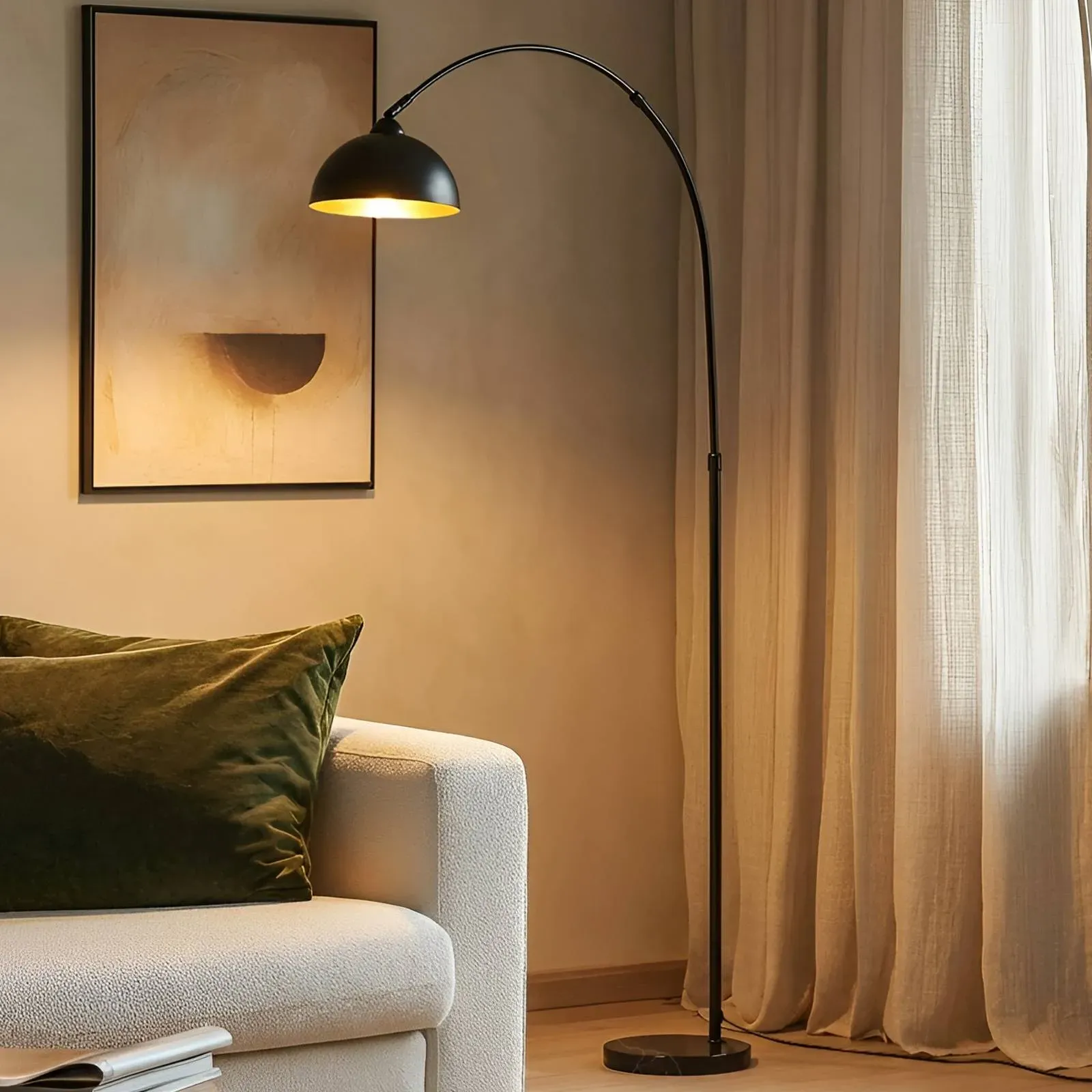 Stehlampe Tonka Lindby, schwarz, für Wohn- / Esszimmer, Metall, Modern, Stehlampe - 100 cm - 30 cm - 180 cm