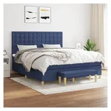 vidaXL Boxspringbett mit Matratze Blau 180x200 cm Stoff