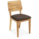 moebel-eins Bergamo Esstischstuhl aus Eiche, Material Massivholz/Bezug Mikrofaser, braun