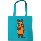 LOGOSHIRT Die Sendung mit der Maus", Baumwolltasche 38x42 cm Turquoise - Einheitsgröße