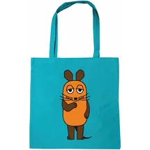 LOGOSHIRT Die Sendung mit der Maus", Baumwolltasche 38x42 cm Turquoise - Einheitsgröße