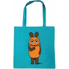 LOGOSHIRT Die Sendung mit der Maus", Baumwolltasche 38x42 cm Turquoise - Einheitsgröße