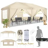 COBIZI Faltpavillon 3x6 Pavillon wasserdicht, Pop Up Zelt Pavillon 3 x 6m mit 6 Seitenteilen mit UV-Schutz, Faltbarer Pavillion Zelt 3x6 für Markt, Freien Event, Garten, Blau