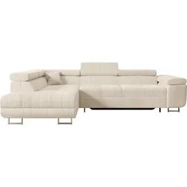 altdecor Ecksofa Cord mit Schlaffunktion 2-Sitzer Beige
