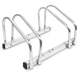 Relaxdays Fahrradständer für 2 Fahrräder silber