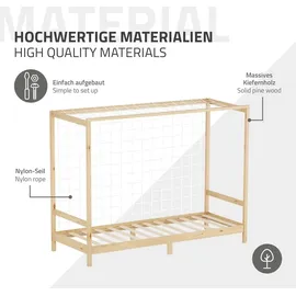 ML-Design Kinderbett Fußballtor Kiefer 90 x 200 cm naturbelassen