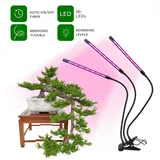 BlingBin Pflanzenlampe 1-4Köpfe Pflanzenlampe LED Pflanzenlicht Vollspektrum Pflanzenleuchte, Timerfunktion, LED fest integriert, Rote, Blau, Rot+Blau, Wachsen licht Vollspektrum mit 10 Stufen schwarz