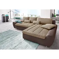 Ecksofa SIT & MORE "Top Bandos L-Form" Sofas Gr. B/H/T: 289cm x 83cm x 173cm, Luxus-Kunstleder-Struktur, Recamiere rechts, mit Bettfunktion, braun (mokka/cappuccino) in 2 unterschiedlichen Größen, wahlweise mit Bettfunktion