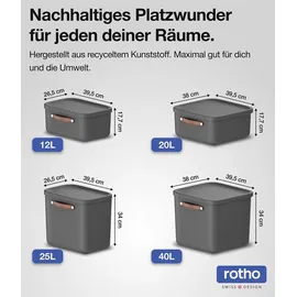 Rotho Stapelbox Maloja 39,5 x 26,5 x 34 cm 3-tlg. schwarz