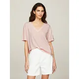 Tommy Hilfiger T-Shirt »RLX LINEN LYOCELL V-NK SS«, in Flammgarn-Optik Gr. XL (42), Whimsy pink , 24461362-XL