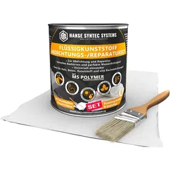 Flüssigkunststoff Set | Inhalt 1 kg | Grau | Inkl. Vlies & Pinsel