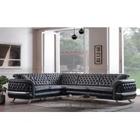 Ecksofa Wohnlandschaft Farbe Schwarz U Form XXL Sofa Neu Chesterfield Neu