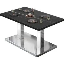 GGM Möbel Bistro Loungetisch 110 x 60 x 41 cm Schwarz Marmor/Edelstahl