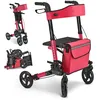 Rollator Vital faltbar, leicht & höhenverstellbar aus Aluminium bis 130 kg mit Sitz Rot