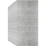 Baketron Küche Fliesenaufkleber PVC, 10 Stück Mosaik Fliesenaufkleber 30x60cm Selbstklebende Fliesen für Badezimmer Selbstklebend Wasserdicht Fliesensticker Mosaikstil - Silber