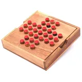 Rombol Solitaire, der unterhaltsame Klassiker aus edlem Holz mit praktischem Verschlussband, Farbe:Rot