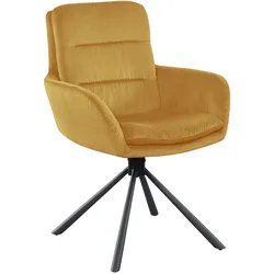 Armlehnstuhl Cord Optik gold Esszimmerstuhl Polsterstuhl Wohnzimmer Küche Stuhl