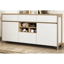 furn.design Sideboard 164 x 85 x 39 cm Weiß / Eiche