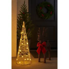 I.GE.A. LED-Dekofigur I.GE.A. "LED-Pyramide", gold, B:10cm H:30cm, Draht, Dekofiguren, Dekofigur Weihnachtspyramide Weihnachtsdeko Weihnachtsbaum Christbaum