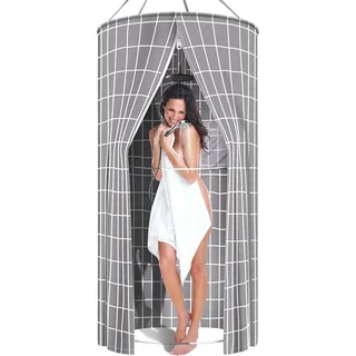 Duschvorhänge, Duschvorhang Rund, Duschvorhang Rund Hängend 90x200cm, Duschvorhänge Outdoor für Outdoor Camping,Strand, Dusche, Toilette, Priva... - Grau