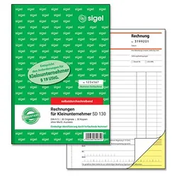 SIGEL Rechnung für Kleinunternehmer mit fortlaufenden Nummern (ohne MwSt.-Ausweis) Formularbuch SD130