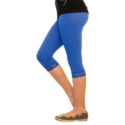 YESET Caprihose Mädchen Kinder Leggings Leggins Hose Capri 3/4 kurz Spitze Baumwolle B blau 146
