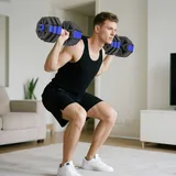 6-in-1-fitnessgeräte-set Aus Kunststoff Und Sand, Verwendbar Als Kettlebell, Kurzhantel, Langhantel Und Ständer, Blau