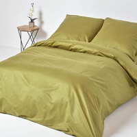 Homescapes 3-teiliges Premium-Bettwäsche-Set olivgrün aus 100% ägyptischer Baumwolle, 1 Bettbezug 240x220 cm & 2 Kissenbezüge 80x80 cm