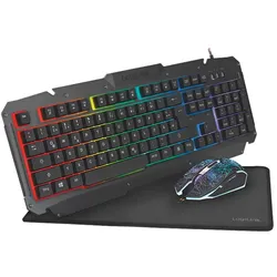 LogiLink Gaming Set: Tastatur Metalloberfläche RGB + Mauspad + Maus RGB 2400dpi