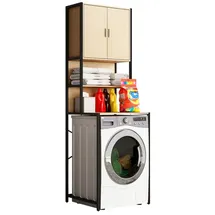 VCM Waschmaschinenschrank Edino 64 x 189 x 48 cm Honig-Eiche