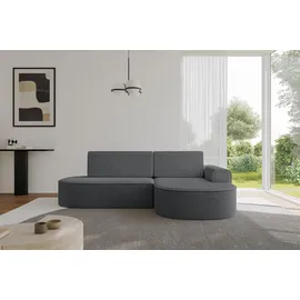 altdecor Eckcouch Cord 2-Sitzer Dunkelgrau