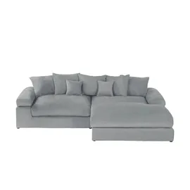 Smart Eckcouch Stoff 2-Sitzer Grau