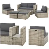 Juskys Polyrattan Lounge Salou Grau