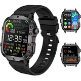 LQWELL Smartwatch für Damen Herren mit Bluetooth-Anrufen Smartwatch (5 cm/1.96 Zoll Full-Touch Zoll) 3ATM wasserdichte Fitnessuhr