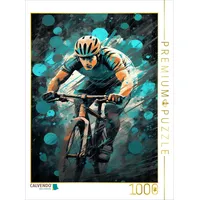 Calvendo Puzzle Himmelblauer Rhythmus: Abstrakte Rennradharmonie in Grau 1000