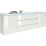 INOSIGN Sideboard »Magic, Kommode, Schrank, Kredenz«, mit 2 Türen und 3 Schubkästen Hochglanz lackiert (B/T/H) 240x40x80 cm, weiß