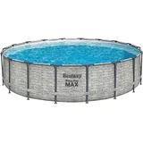 Bestway® Steel Pro MAXTM Ersatz Frame Pool ohne Zubehör Ø 549 x 122 cm, Steinwand-Optik (Cremegrau), rund