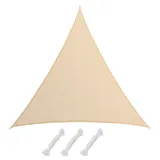 AMANKA UV Sonnensegel 7x7x7 HDPE Dreieck Sonnenschutz Überdachung Balkon Garten Beige